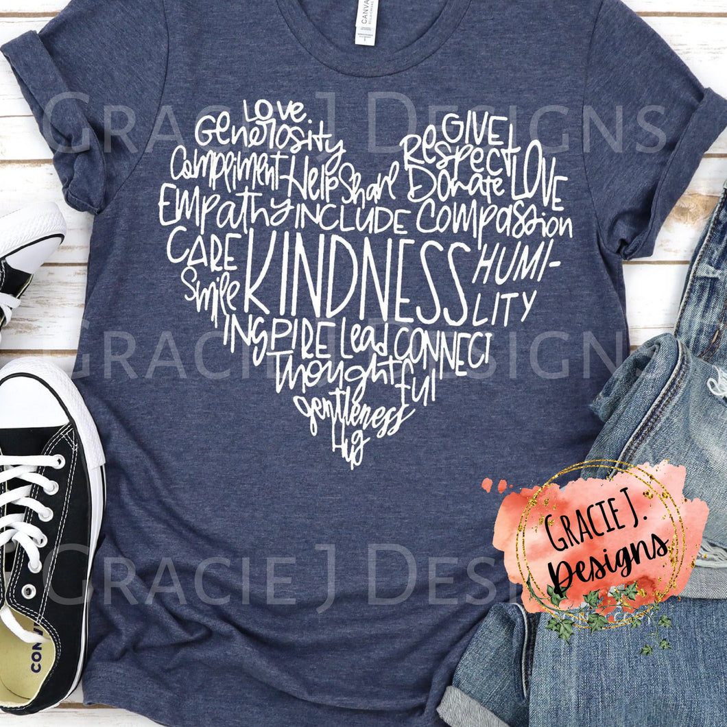 Kindness Heart Word Art